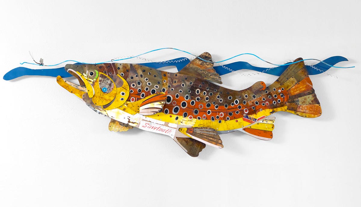 brown trout wall sculpture fly fishing fine art